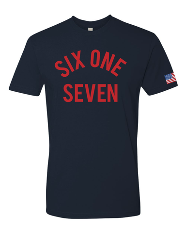 Six One Seven (Red on Navy)